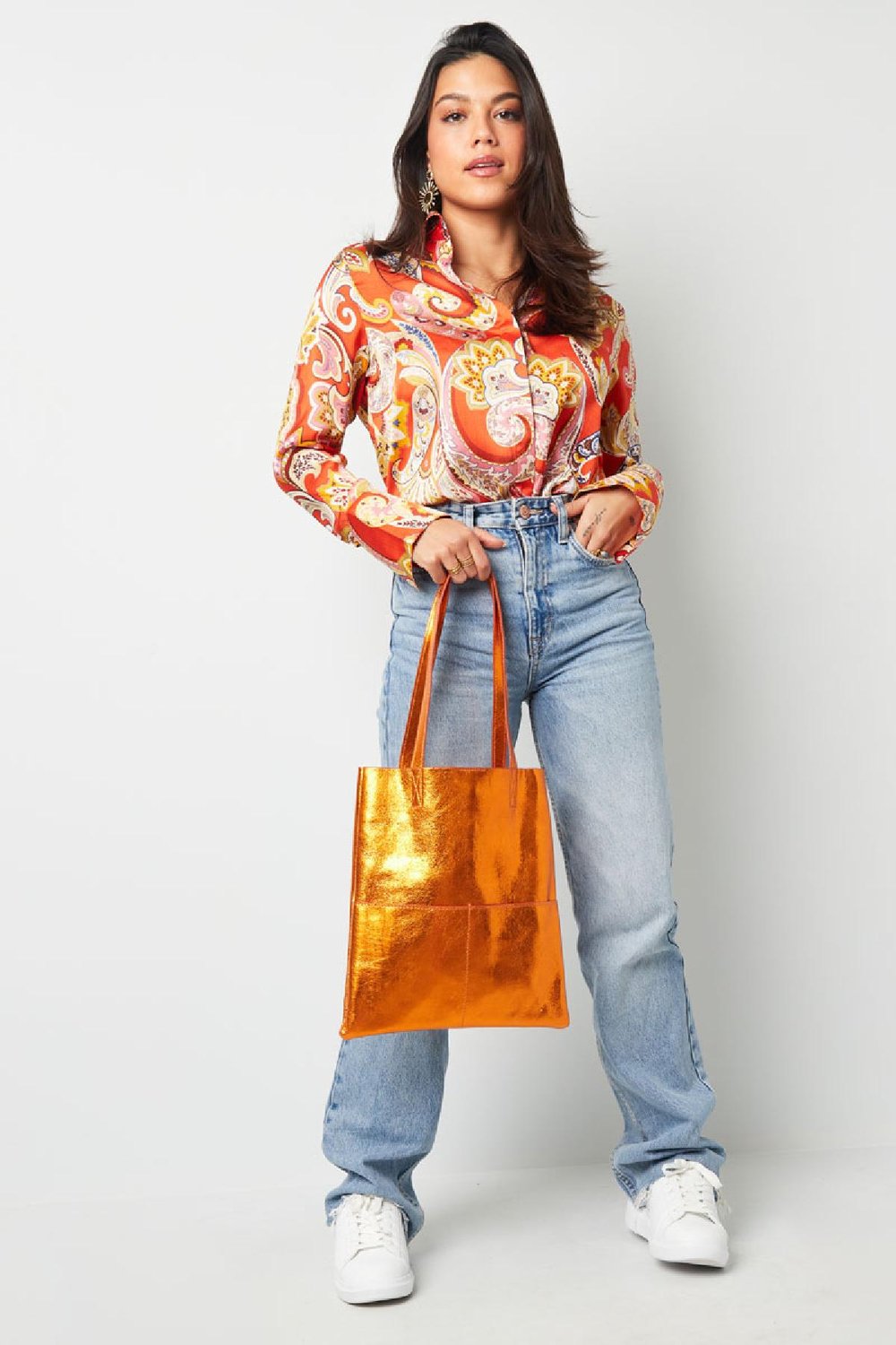 Bolso shopper metalizado Azul Poliuretano h5Imagen3